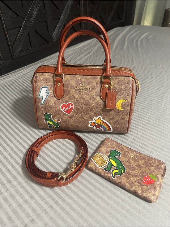 Coach Handbags - COACH Sticker Print Rowan & Matching Wrislet